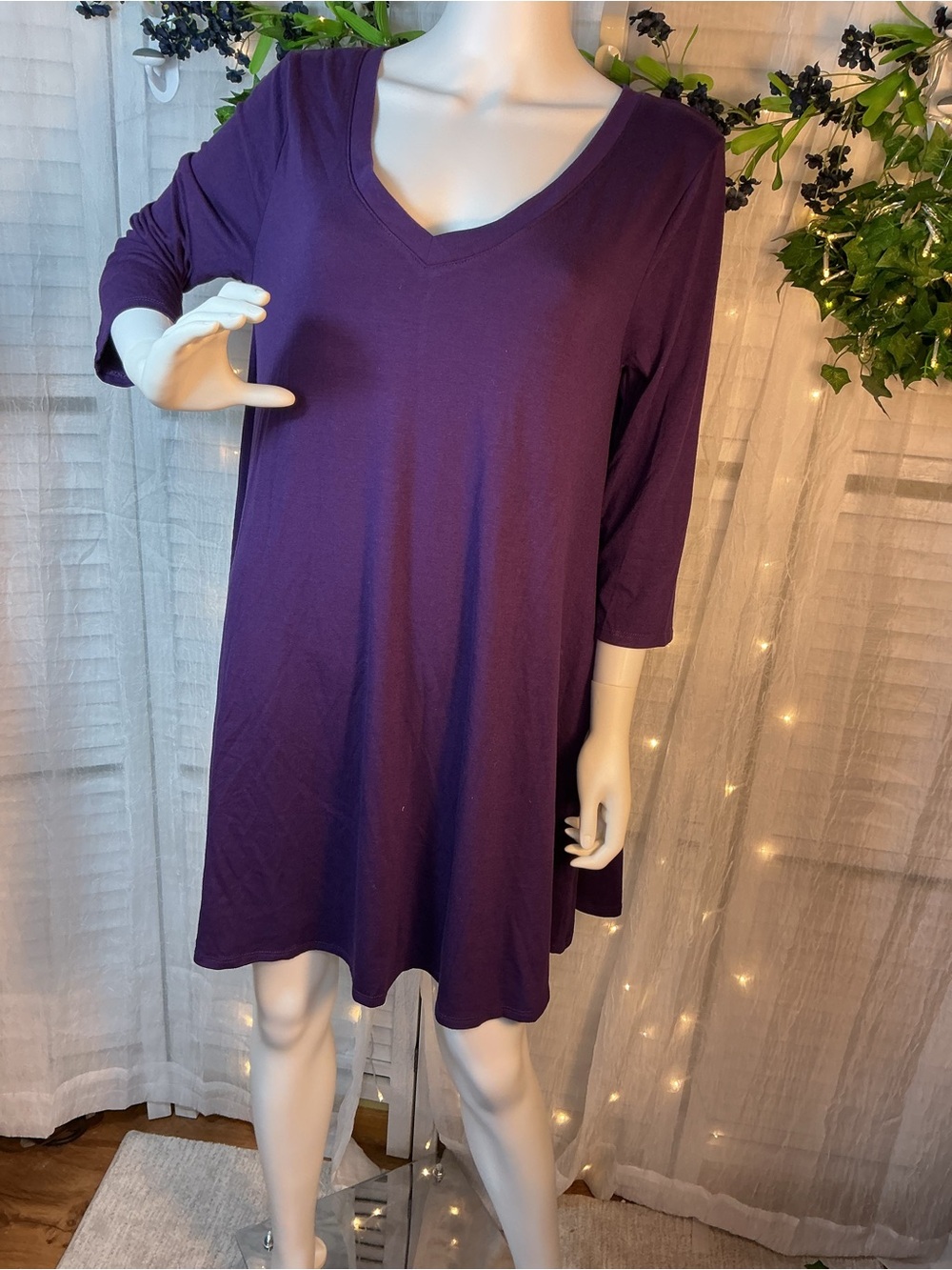 42 Pops Women’s V-Neck Purple Tunic dress